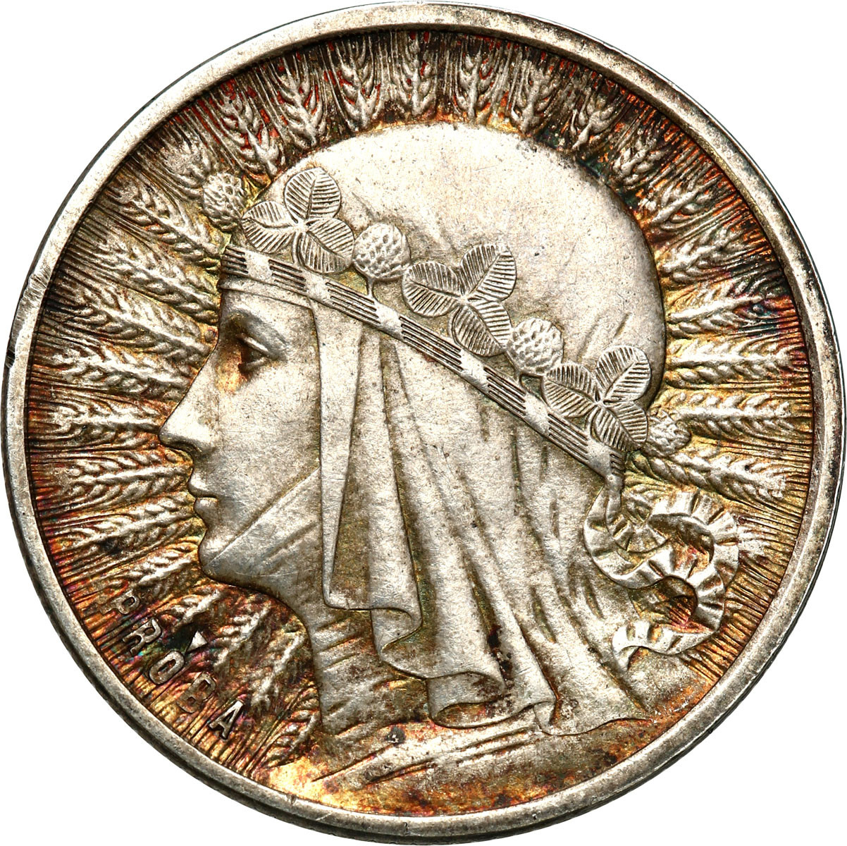 PRÓBA srebro 2 złote 1933 głowa kobiety